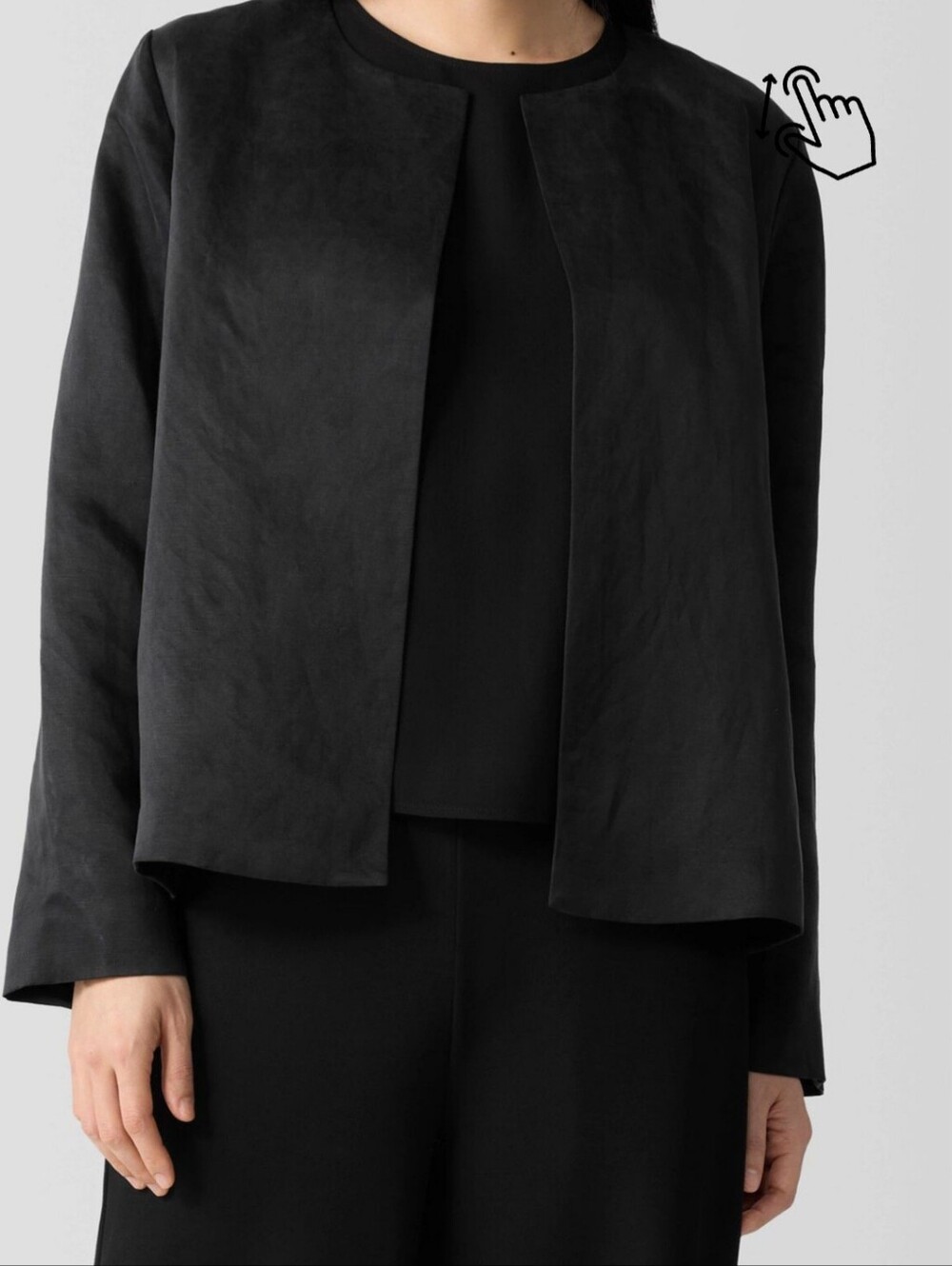 Eileen Fisher Silk Linen Blend open-front Round Neck Jacket Magnet Closure XS